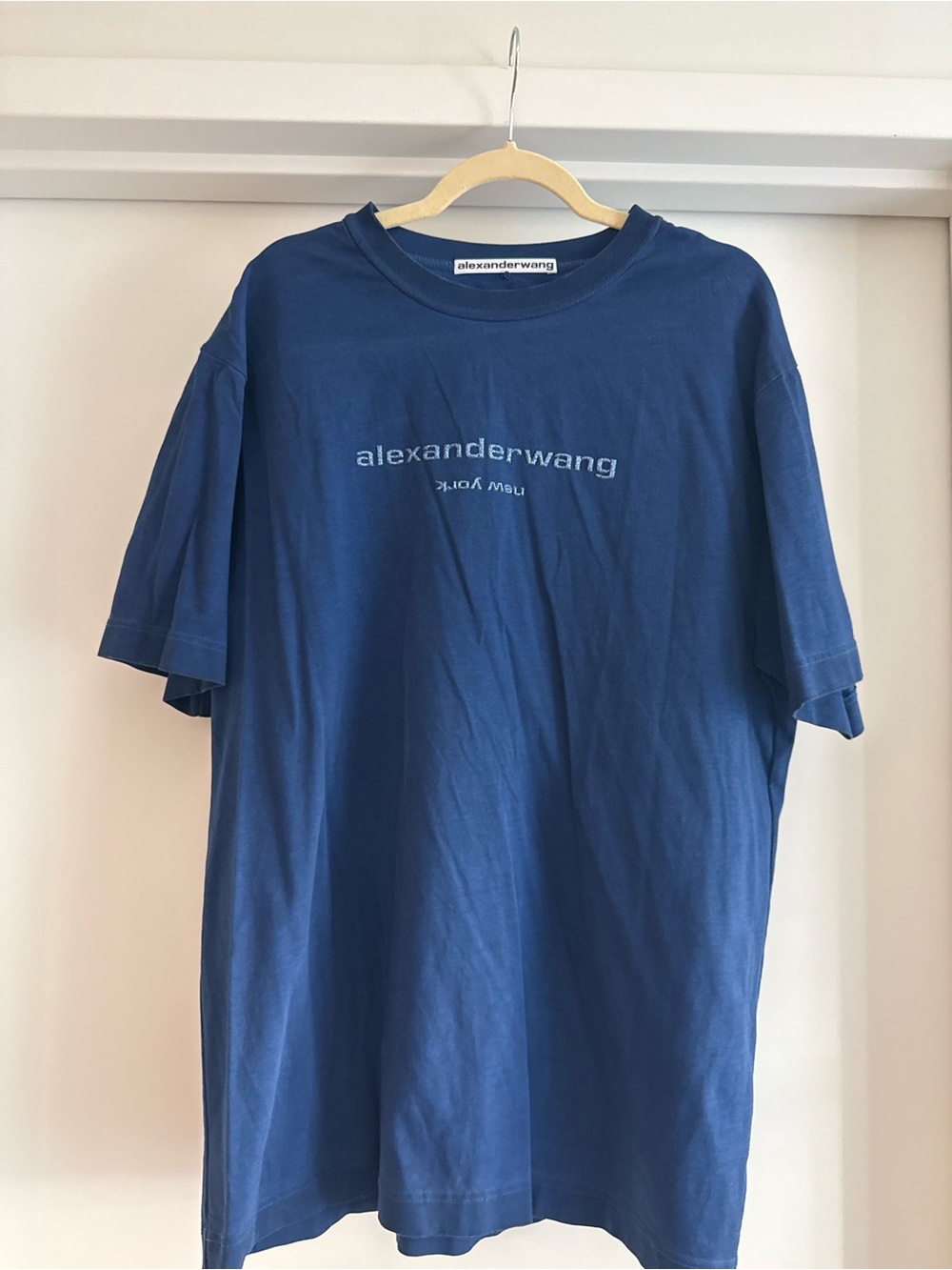 Alexander Wang Navy Blue Logo Crew T-Shirt